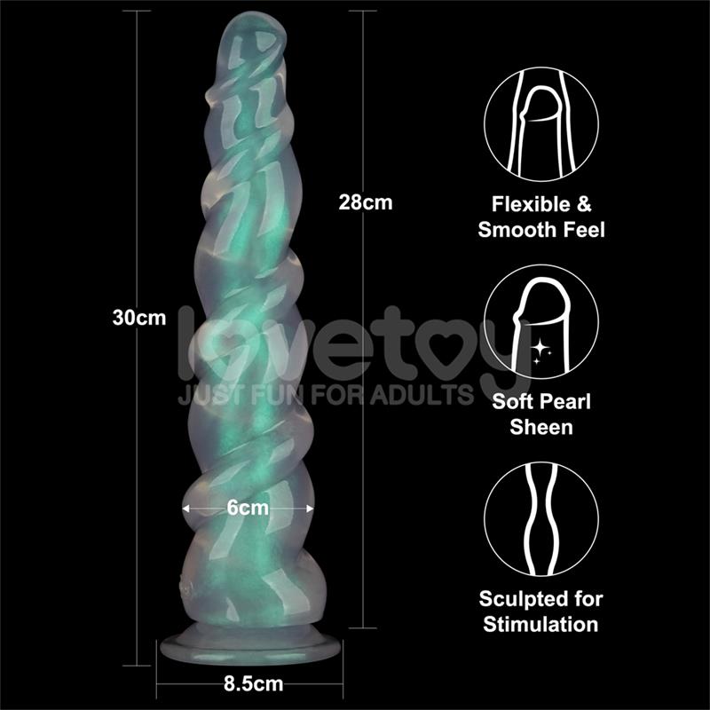 LOVETOY - OPAL PEARL SHEEN DILDO VERDE 11.5
