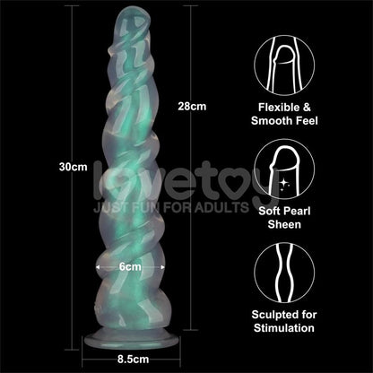 LOVETOY - OPAL PEARL SHEEN DILDO VERDE 11.5