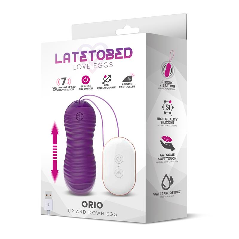 LATETOBED - ORIO HUEVO VIBRADOR Y MOVIMIENTO TELESCÓPICO UP AND DOWN CONTROL REMOTO PÚRPURA
