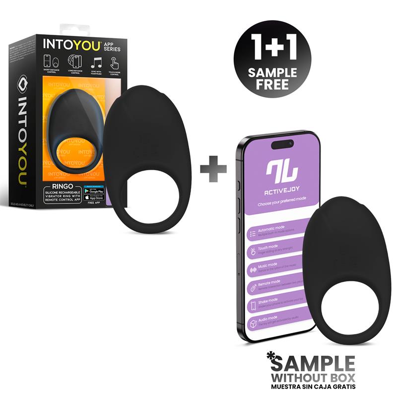 INTOYOU APP SERIES - PACK 1+1 RINGO ANILLO VIBRADOR CON APP UNIBODY NEGRO