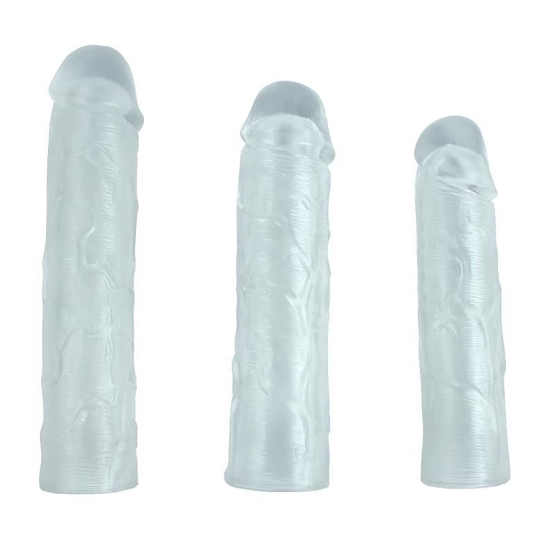 SHEQU - PACK 3 FUNDAS PARA EL PENE ALEX TRANSPARENTES
