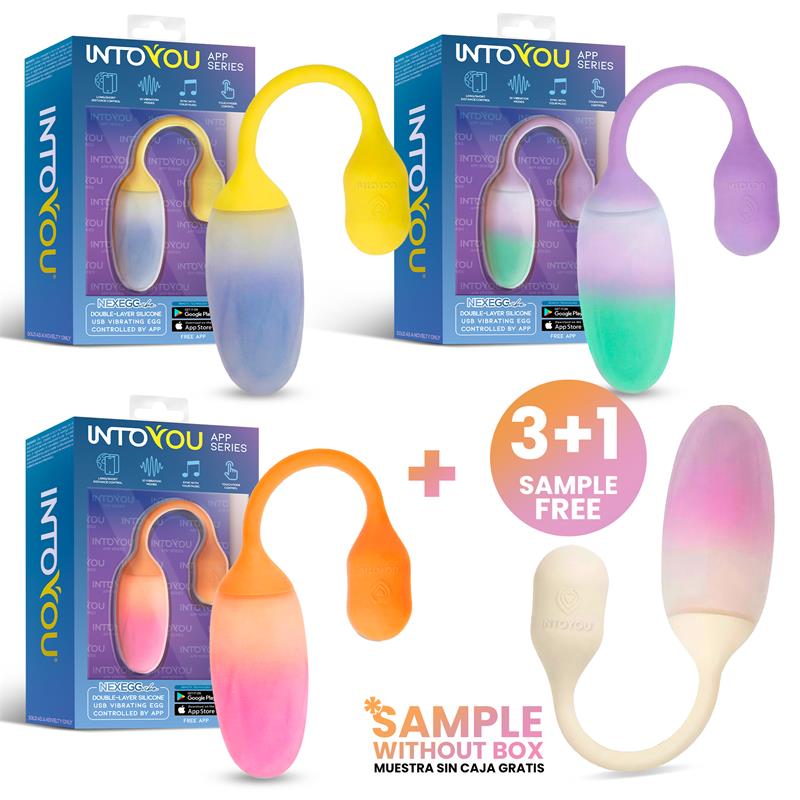 INTOYOU APP SERIES - PACK 3+1 NEXEGG VIBE HUEVO VIBRADOR SILICONA DOBLE CAPA APP