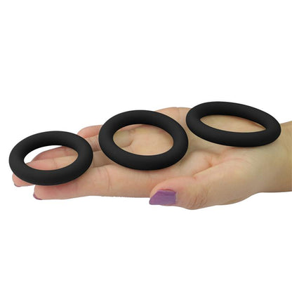 LOVETOY - PACK DE 3 ANILLOS PARA EL PENE POWER PLUS NEGRO