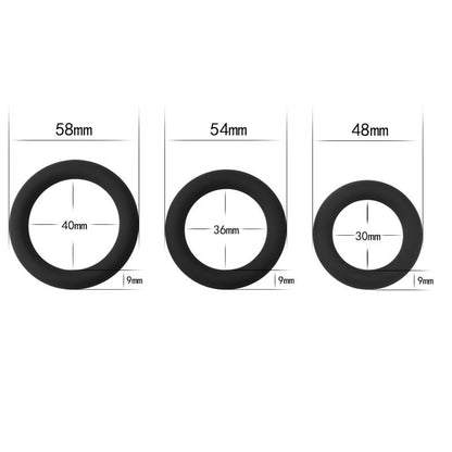 LOVETOY - PACK DE 3 ANILLOS PARA EL PENE POWER PLUS NEGRO