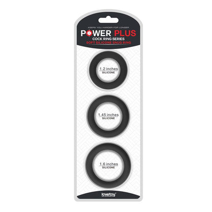 LOVETOY - PACK DE 3 ANILLOS PARA EL PENE POWER PLUS NEGRO