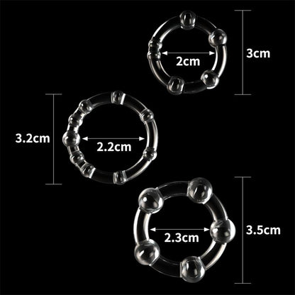 LOVETOY - PACK DE 3 ANILLOS PARA EL PENE POWER PLUS TRIPLE TRANSPARENTES