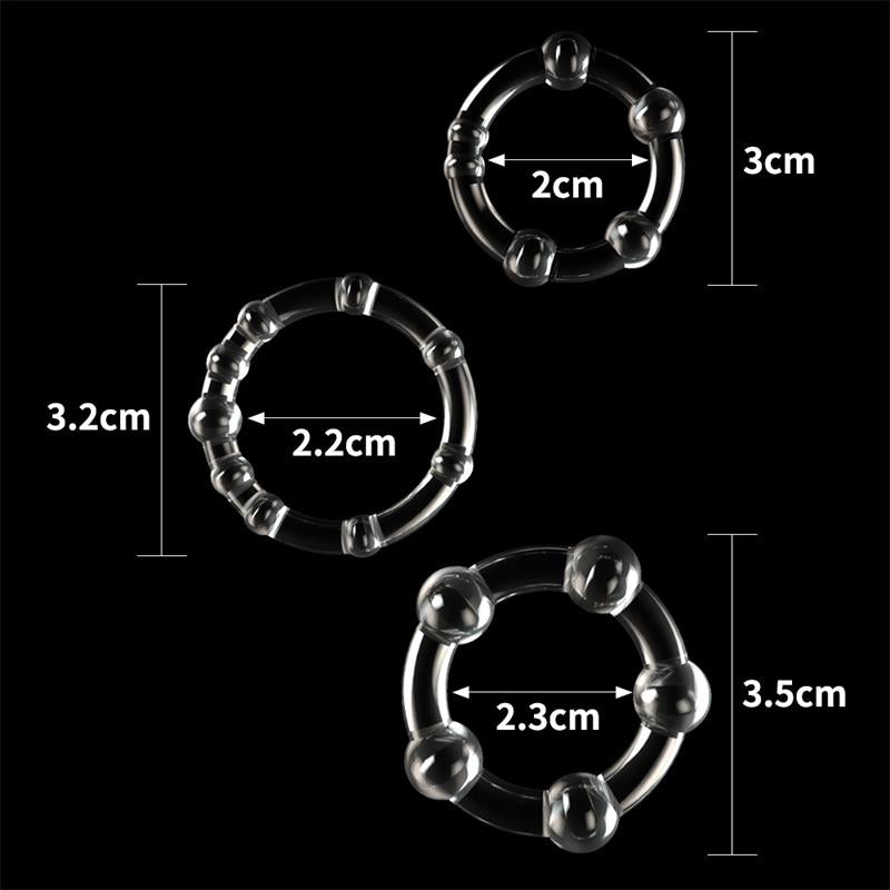LOVETOY - PACK DE 3 ANILLOS PARA EL PENE POWER PLUS TRIPLE TRANSPARENTES