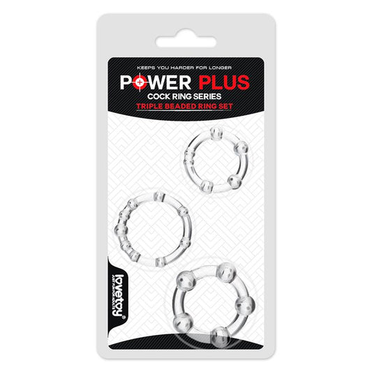 LOVETOY - PACK DE 3 ANILLOS PARA EL PENE POWER PLUS TRIPLE TRANSPARENTES