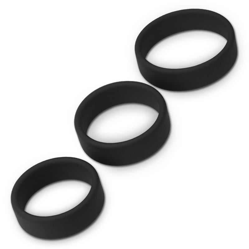 LOVETOY - PACK DE 3 ANILLOS PARA EL PENE POWER RING NEGRO