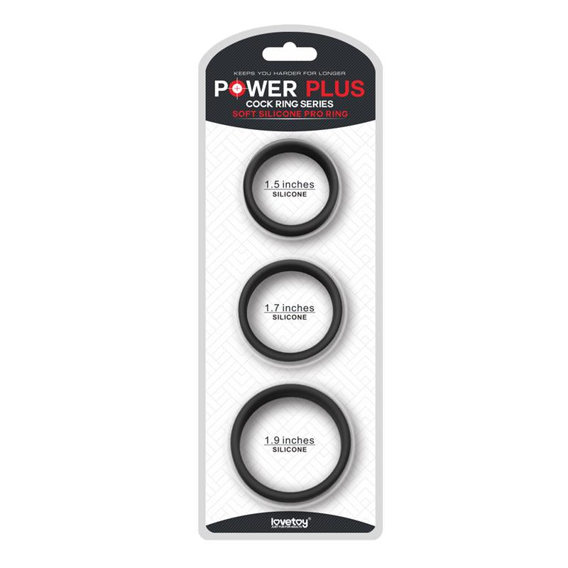 LOVETOY - PACK DE 3 ANILLOS PARA EL PENE POWER RING NEGRO