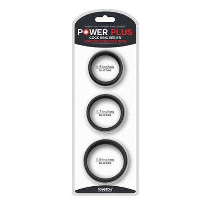 LOVETOY - PACK DE 3 ANILLOS PARA EL PENE POWER RING NEGRO