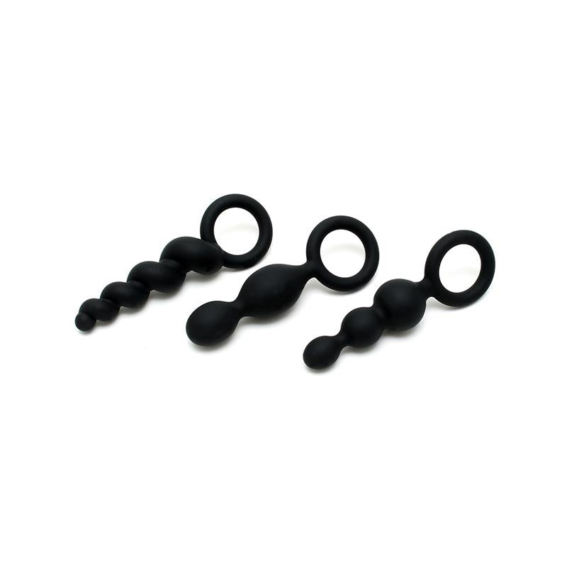 SATISFYER - PACK DE 3 PLUGS SILICONA NEGRO