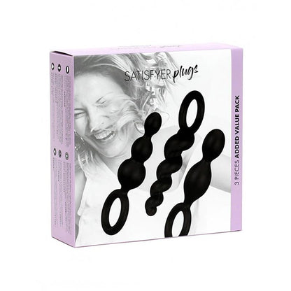 SATISFYER - PACK DE 3 PLUGS SILICONA NEGRO