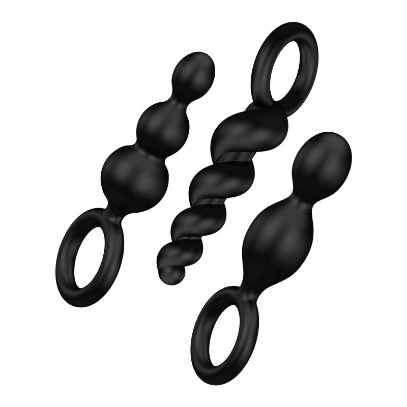 SATISFYER - PACK DE 3 PLUGS SILICONA NEGRO
