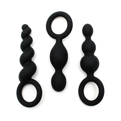 SATISFYER - PACK DE 3 PLUGS SILICONA NEGRO