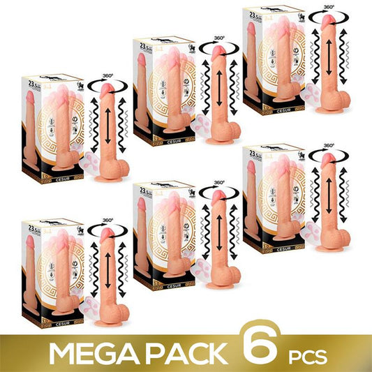 CENTAURO - PACK DE 6 CESUR 3.0 DILDO REALISTA CON VIBRACIÓN, MOVIMIENTO ONDULANTE 360º Y TELÉSCOPICO