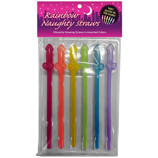 KHEPER GAMES - PACK DE 6 PAJITAS FORMA DE PENE BRILLAN EN LA OSCURIDAD