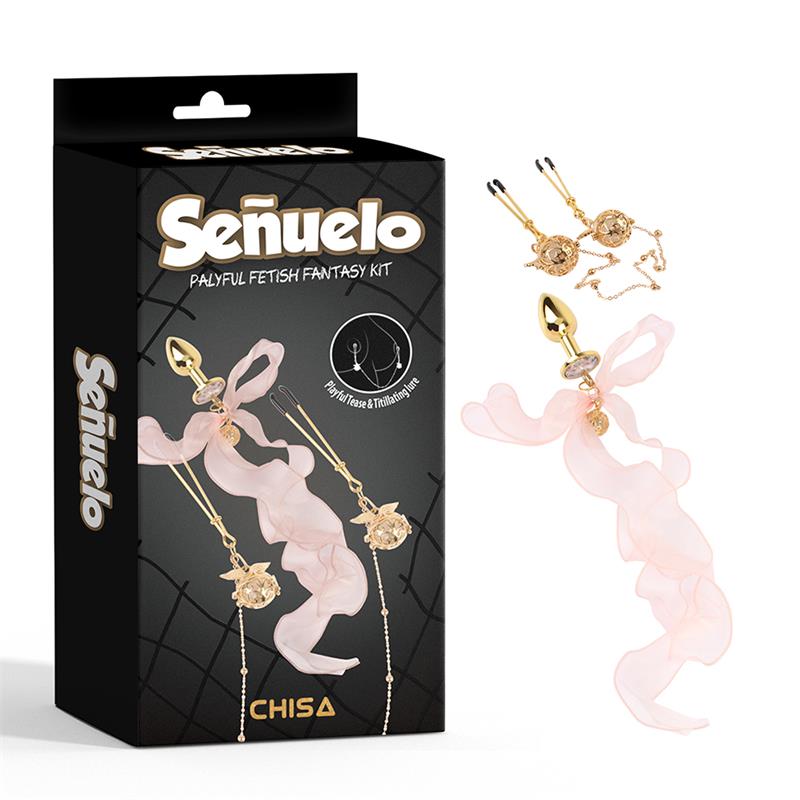 CHISA - PALYFUL FETISH KIT PLUG ANAL Y PINZAS PARA PEZONES