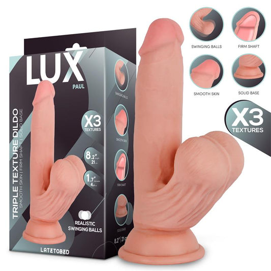 LUX - PAUL DILDO TRIPLE DENSIDAD CON TESTÍCULOS OSCILANTES 8.2