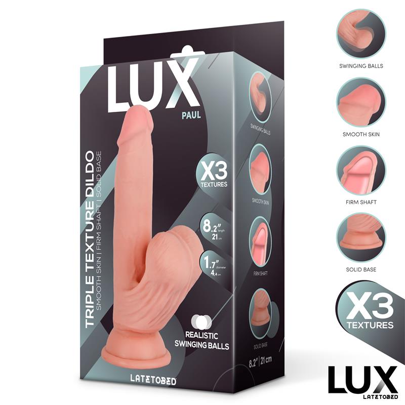 LUX - PAUL DILDO TRIPLE DENSIDAD CON TESTÍCULOS OSCILANTES 8.2
