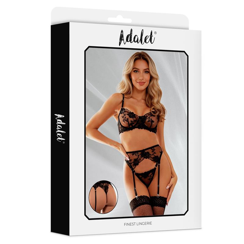 ADALET LINGERIE - PENELOPE SET SUJETADOR, TANGA Y LIGUERO