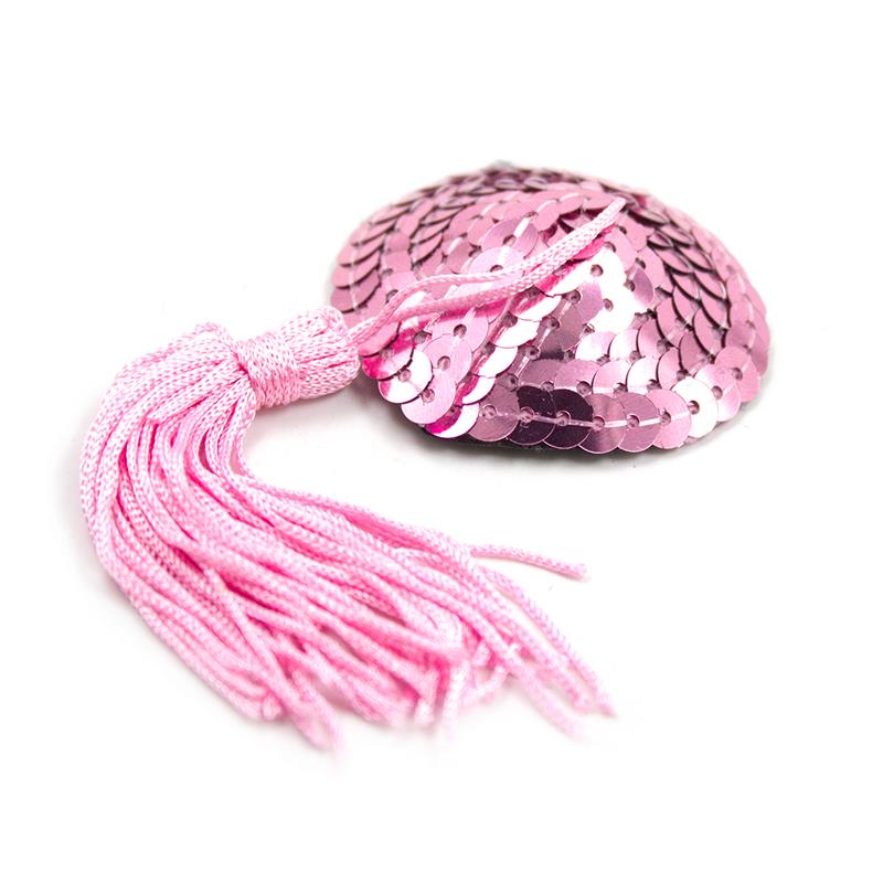 LATETOBED BDSM LINE - PEZONERAS AUTOADHESIVAS FORMA DE CORAZÓN CON LENTEJUELAS ROSA