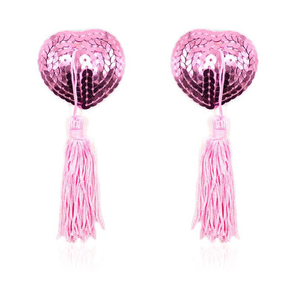 LATETOBED BDSM LINE - PEZONERAS AUTOADHESIVAS FORMA DE CORAZÓN CON LENTEJUELAS ROSA