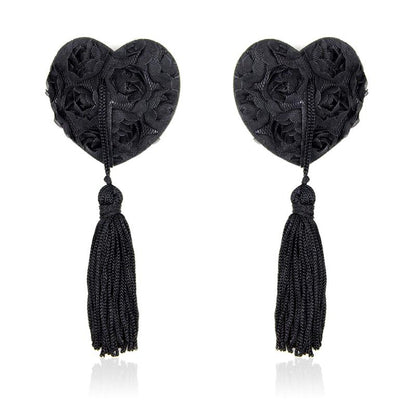 LATETOBED BDSM LINE - PEZONERAS CON ENCAJE Y PATRÓN FLORAL NEGRO