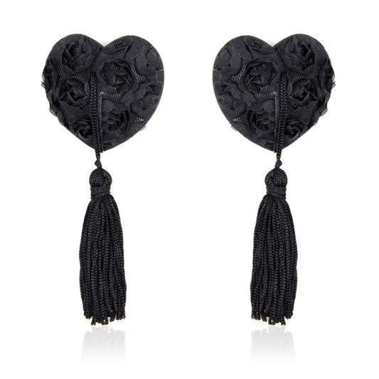 LATETOBED BDSM LINE - PEZONERAS CON ENCAJE Y PATRÓN FLORAL NEGRO