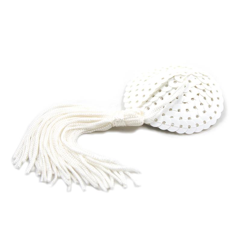 LATETOBED BDSM LINE - PEZONERAS CON LENTEJUELAS Y BORLA BLANCO