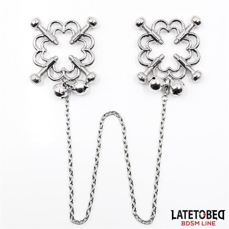 LATETOBED BDSM LINE - PINZAS DE METAL PARA PEZONES CADENA Y CASCABELES