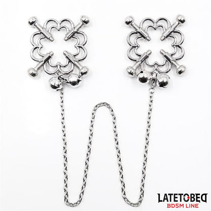 LATETOBED BDSM LINE - PINZAS DE METAL PARA PEZONES CADENA Y CASCABELES
