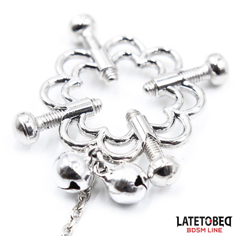 LATETOBED BDSM LINE - PINZAS DE METAL PARA PEZONES CADENA Y CASCABELES
