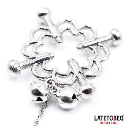 LATETOBED BDSM LINE - PINZAS DE METAL PARA PEZONES CADENA Y CASCABELES