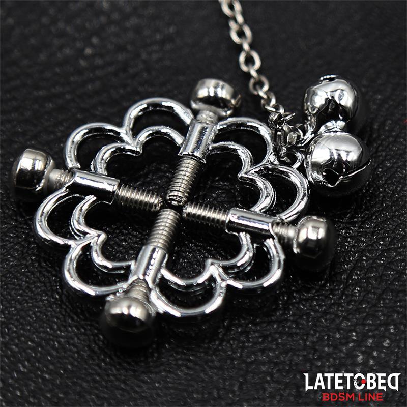 LATETOBED BDSM LINE - PINZAS DE METAL PARA PEZONES CADENA Y CASCABELES