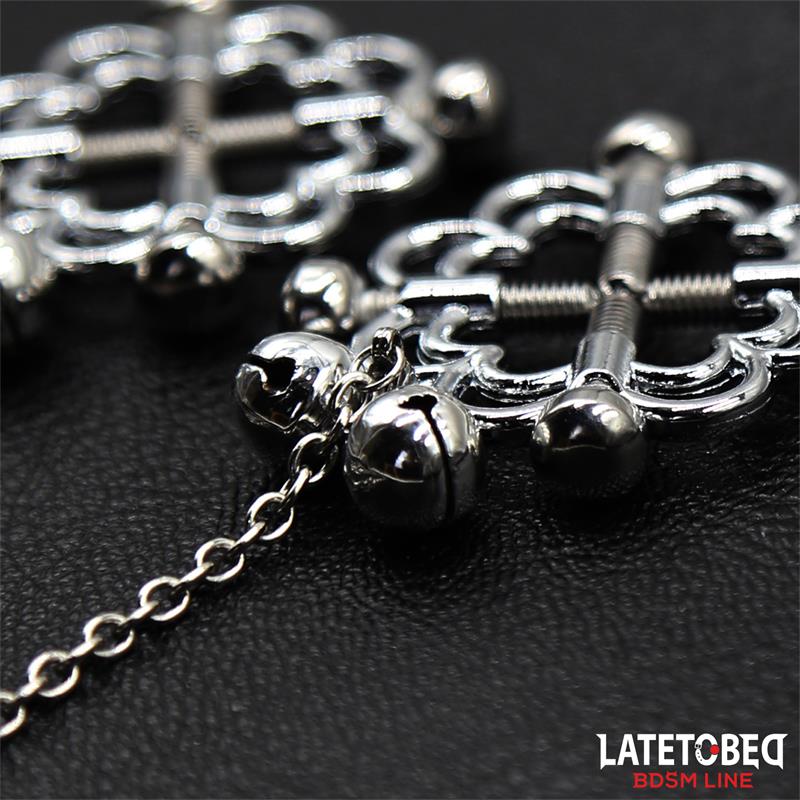 LATETOBED BDSM LINE - PINZAS DE METAL PARA PEZONES CADENA Y CASCABELES