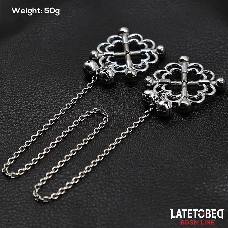 LATETOBED BDSM LINE - PINZAS DE METAL PARA PEZONES CADENA Y CASCABELES