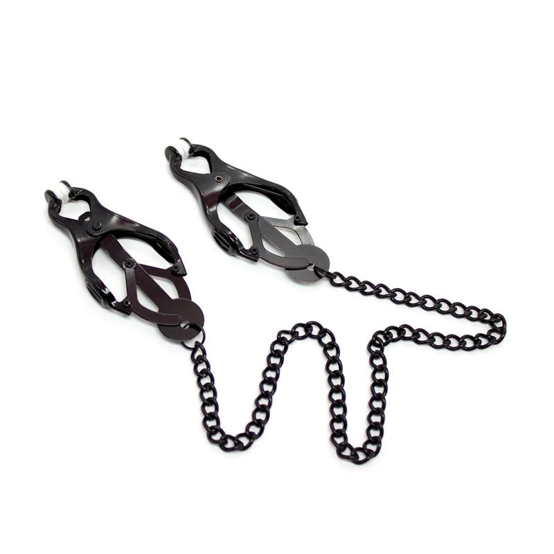 LATETOBED BDSM LINE - PINZAS JAPONESAS PARA PEZONES CON CADENA NEGRO