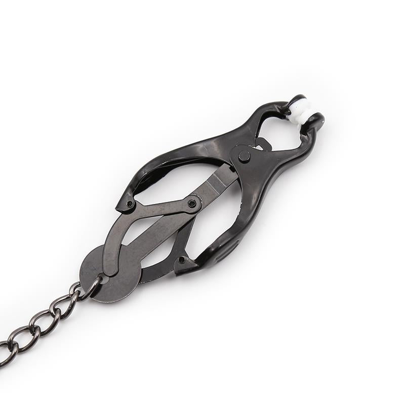 LATETOBED BDSM LINE - PINZAS JAPONESAS PARA PEZONES CON CADENA NEGRO