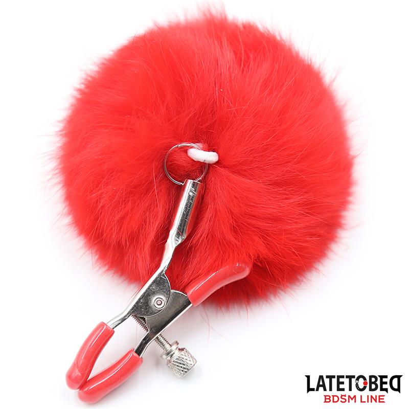 LATETOBED BDSM LINE - PINZAS PARA PEZONES AJUSTABLES CON POMPÓN