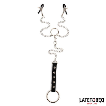 LATETOBED BDSM LINE - PINZAS PARA PEZONES CON ANILLO PARA EL PENE