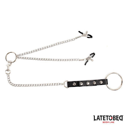 LATETOBED BDSM LINE - PINZAS PARA PEZONES CON ANILLO PARA EL PENE