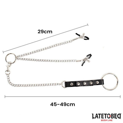LATETOBED BDSM LINE - PINZAS PARA PEZONES CON ANILLO PARA EL PENE