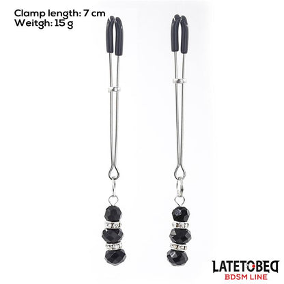 LATETOBED BDSM LINE - PINZAS PARA PEZONES CON BORLAS DE CRISTAL