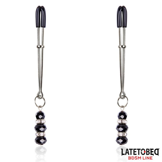 LATETOBED BDSM LINE - PINZAS PARA PEZONES CON BORLAS DE CRISTAL