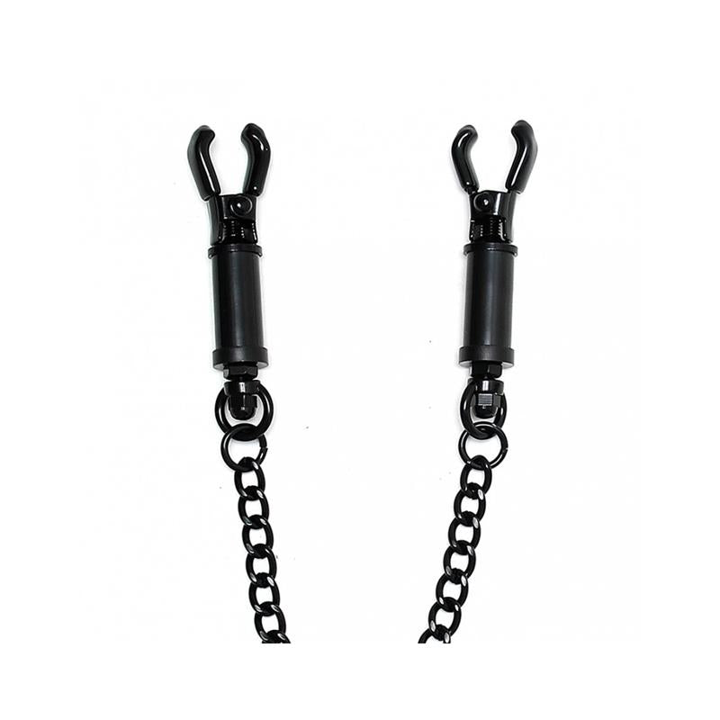 BONDAGE PLAY - PINZAS PARA PEZONES CON CADENA AJUSTABLE NEGRO