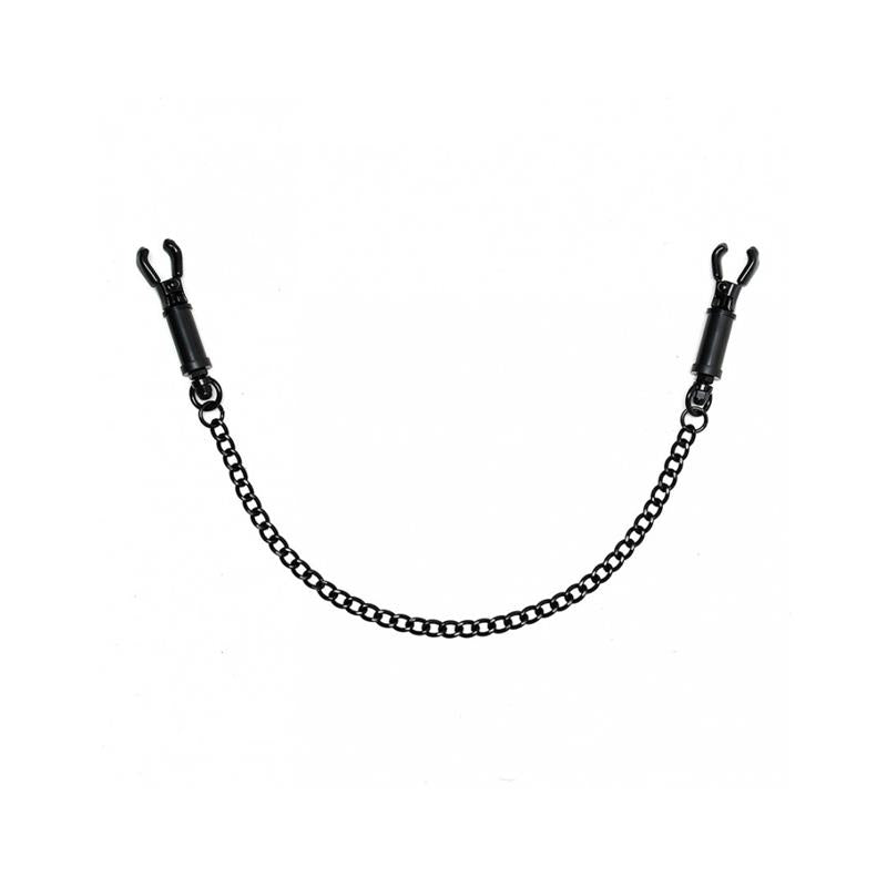 BONDAGE PLAY - PINZAS PARA PEZONES CON CADENA AJUSTABLE NEGRO