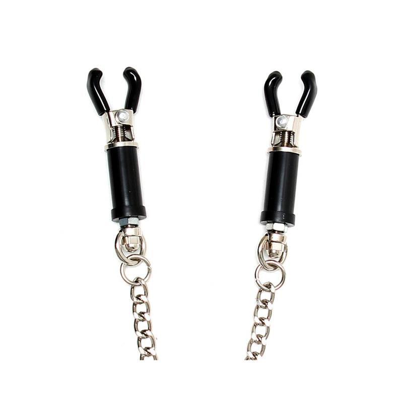 BONDAGE PLAY - PINZAS PARA PEZONES CON CADENA AJUSTABLE