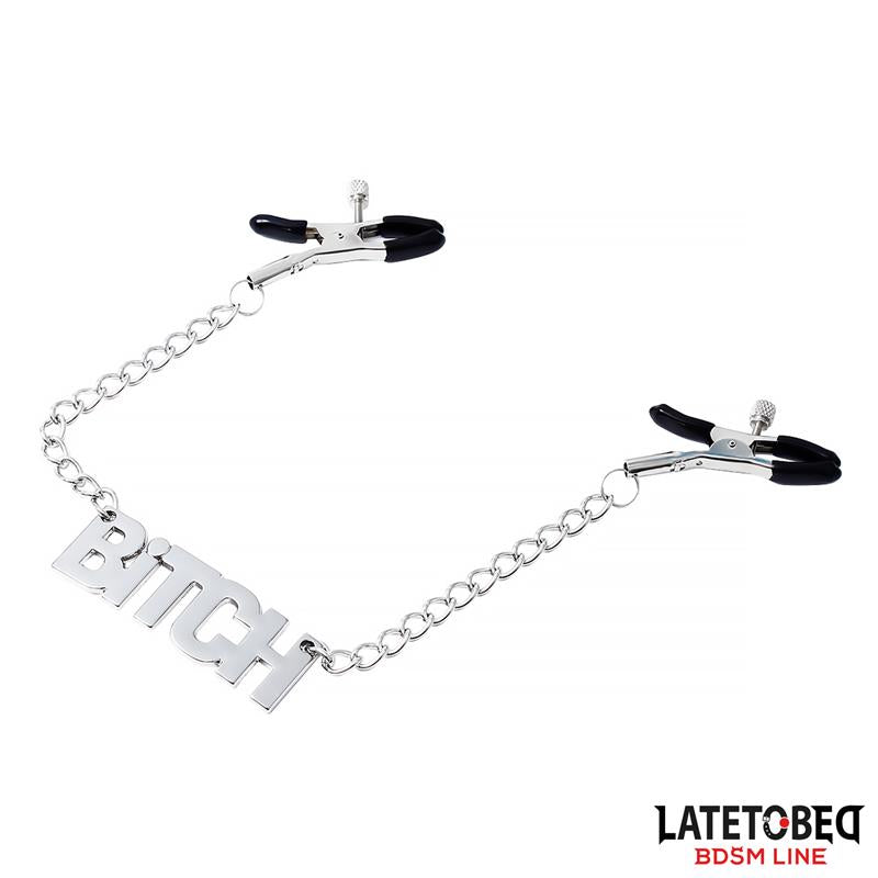 LATETOBED BDSM LINE - PINZAS PARA PEZONES CON CADENA - BITCH