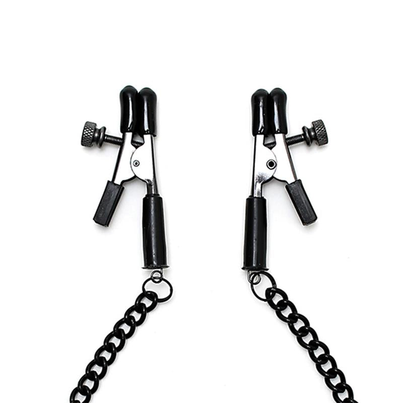 BONDAGE PLAY - PINZAS PARA PEZONES CON CADENA COLOR NEGRO